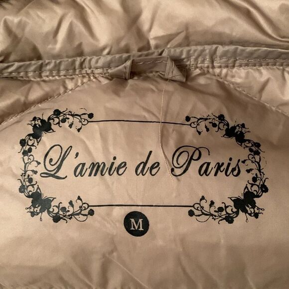 L’amie de Paris Puffer Full Zip Pockets Tan Jacket Size M - Picture 7 of 8